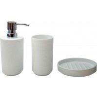 Accessori Bagno Set 3 Pezzi in Ceramica Dispenser Porta Sapone Bicchiere Colori
