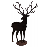 Cervo Renna in Metallo con Effetto Ruggine 120 cm Statua Decorazione Ferro