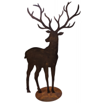 Cervo Renna in Metallo con Effetto Ruggine 150 cm Statua Decorazione Ferro