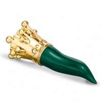 Cornetto Portafortuna Verde con Corona Oro Fantin Argenti 12,5 cm