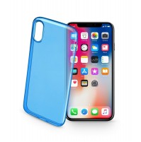 Cover in Gomma Ultra Sottile per iPhone X Cellularline COLOR CASE Blu - Custodia