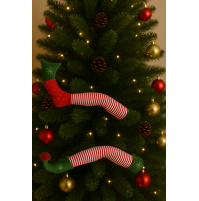 Decorazione per Albero di Natale Gamba Piede di Elfo Aiutante Babbo Natalizio