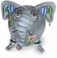 Elefante Tom's Drag HATHI S Grigio Scultura Statua Colorata Decorato Mano 10 cm