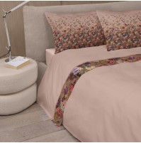 Lenzuola Matrimoniale Parure Letto 2 Piazze FAZZINI Fiori Rosa 100% Cotone Italy