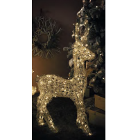 Luci Natale Renna Decorazione 3D da Esterno 100 LED Bianco Luce Calda h 68 cm