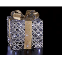 Luci Pacco Dono di Natale SILVER Decorazione 3D da interno 20 LED Luce Fredda