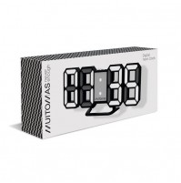 Orologio Sveglia Digitale NEON CLOCK Minimal Nero con Luce Led Bianco USB