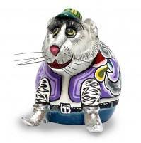 Scultura Tigre Statua TIAGO BIANCO Tom's Company Animal 4543 Decorazione NUOVO