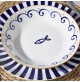 Servizio Piatti Tavola 18 Pezzi TOGNANA Sardine Blu Mare Pesci Set per 6 Persone
