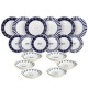 Servizio Piatti Tavola 18 Pezzi TOGNANA Sardine Blu Mare Pesci Set per 6 Persone