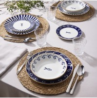 Servizio Piatti Tavola 18 Pezzi TOGNANA Sardine Blu Mare Pesci Set per 6 Persone