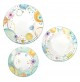 Set 18 Piatti Tavola BRANDANI Bollicine 6 Persone Porcellana Fiori Primavera