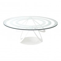 Tavolo Tavolino Contemporaneo ovale Optical Bianco Arti & Mestieri 80x58 cm