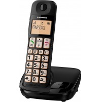 Telefono Cordless Panasonic KX-TGE110 Nero Rubrica 50 Nomi Vivavoce Tasti grandi